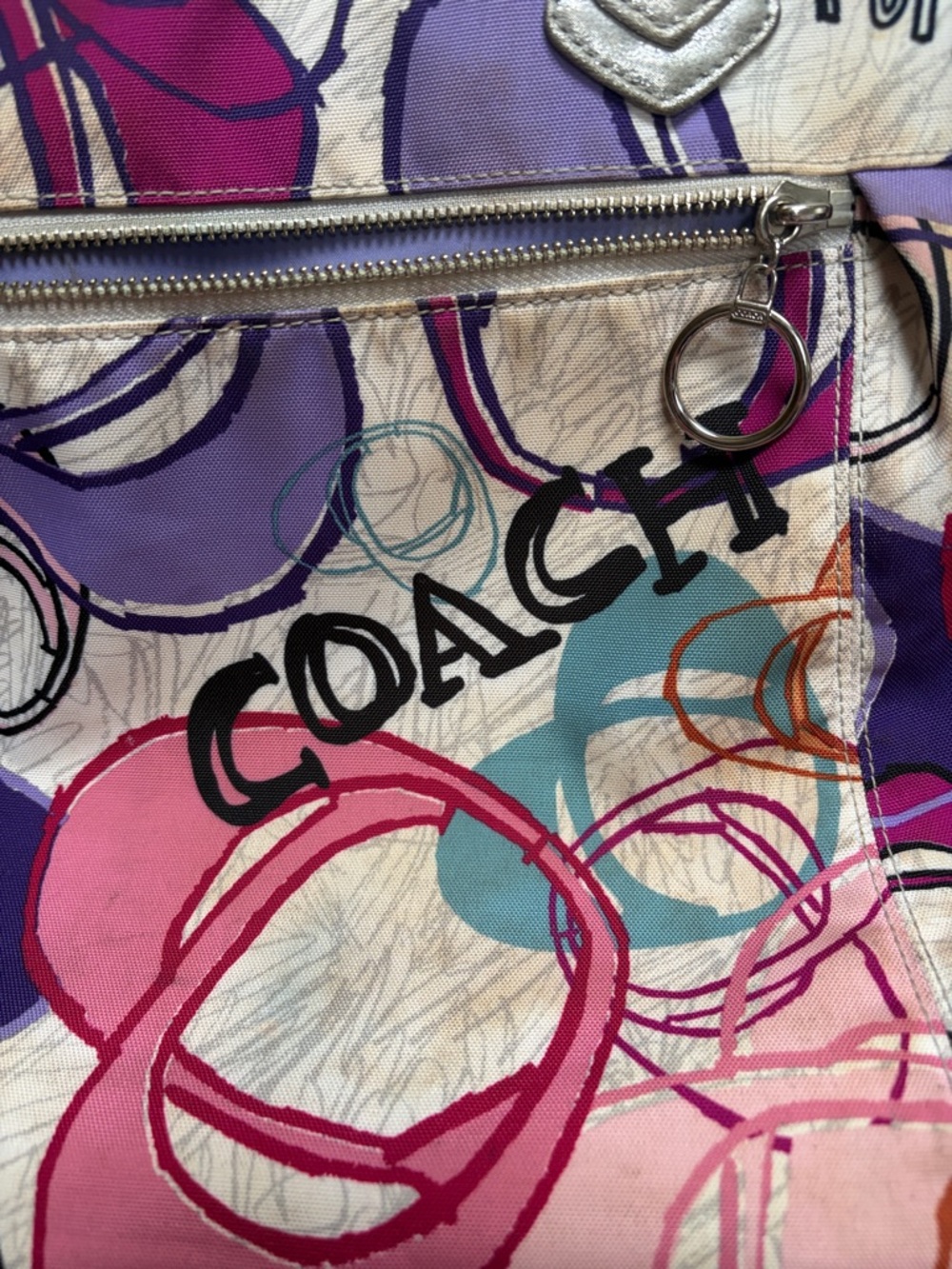 Coach Multicolor Poppy Canvas Tote - Pink, Purple & Teal Accents /great price - Picture 2 of 16